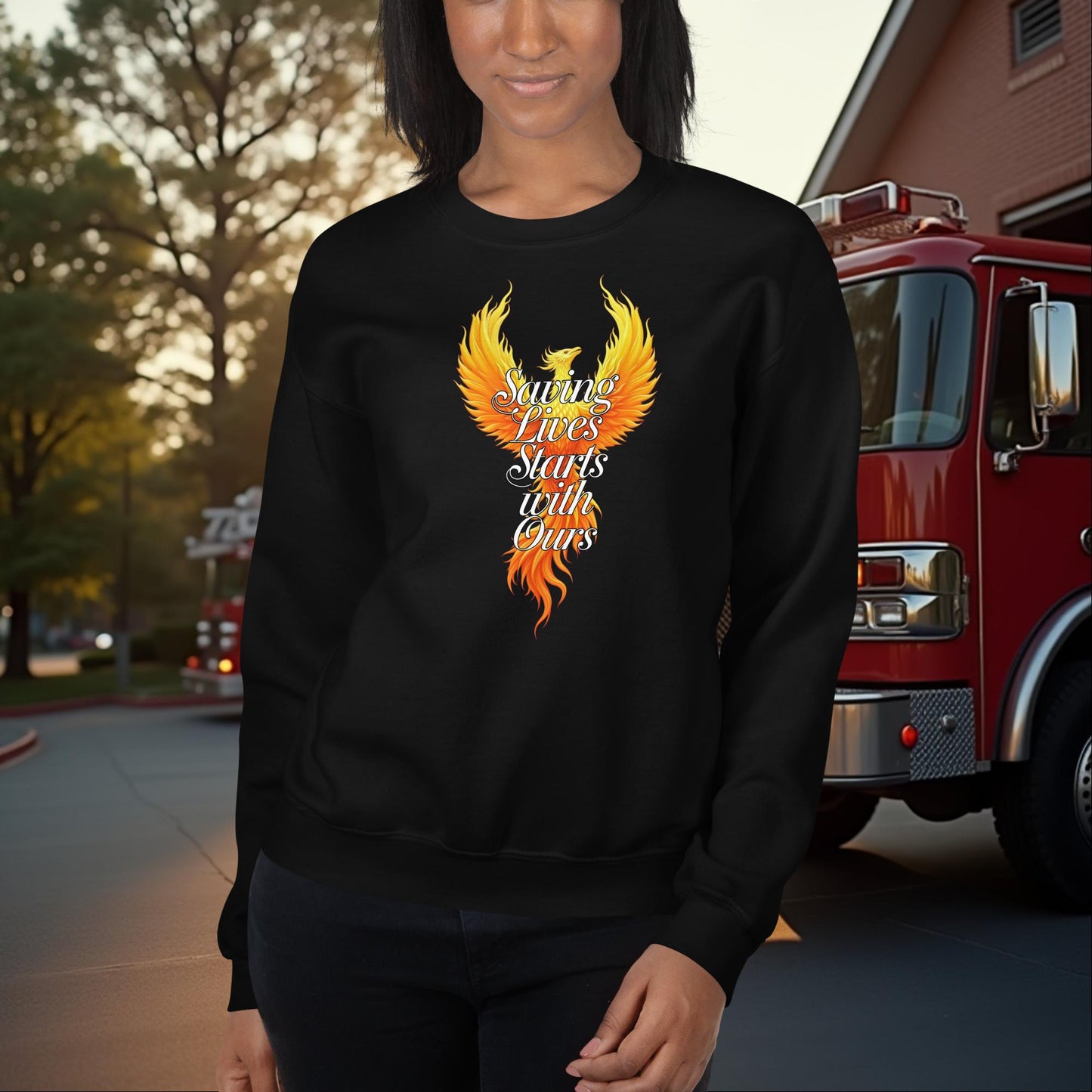 Saving Lives Starts With Ours Firefighter Mental Health Awareness Sweatshirt for Self-Wellness