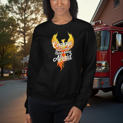 Courage Doesn’t Mean Never Afraid Firefighter Mental Health Crew Neck for First Responder Support