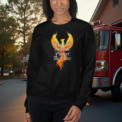 Break the Stigma Protect the Crew Firefighter PTSD Awareness and Mental Health Support Sweatshirt
