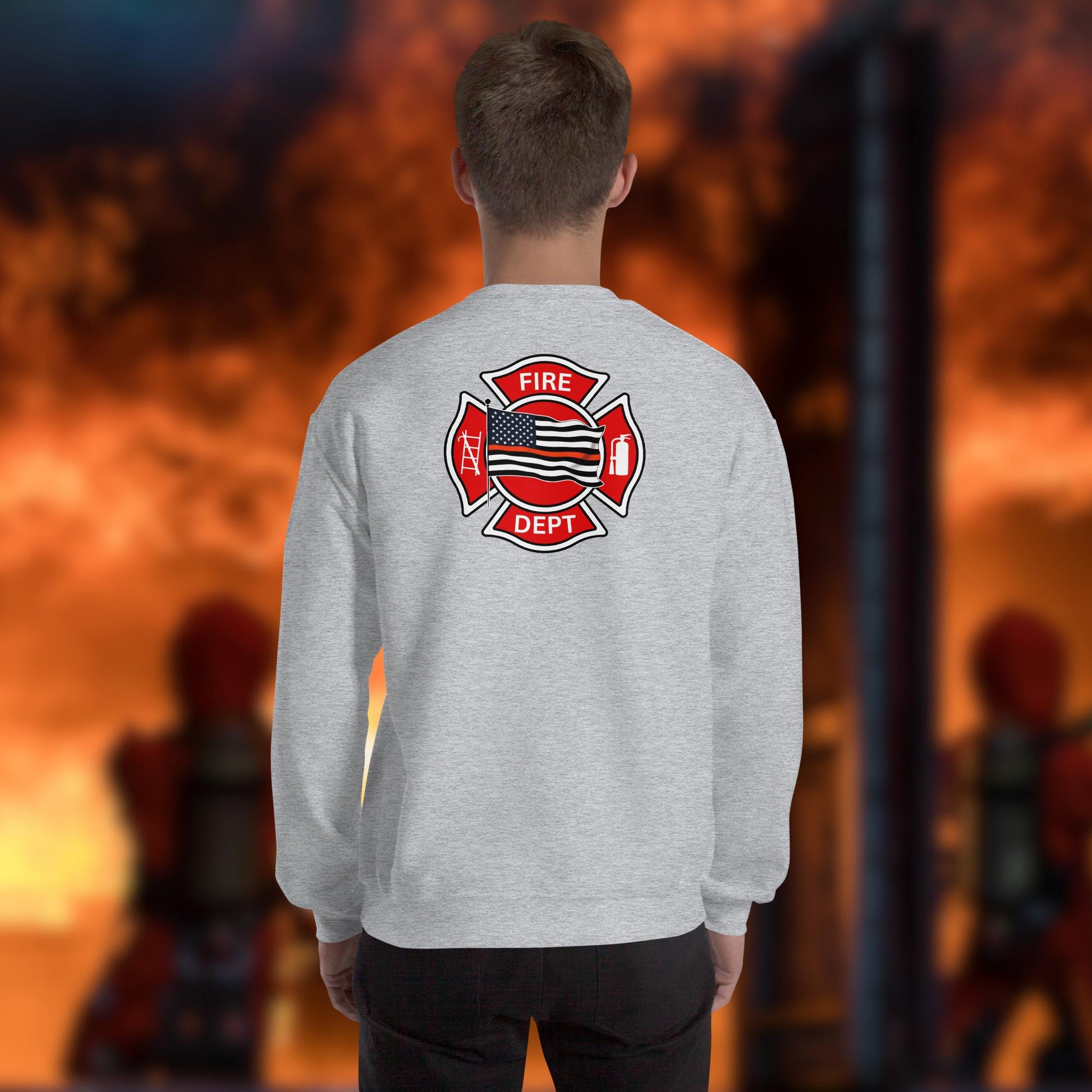 Firefighter Crew Neck Sweatshirt - First In, Not Forgotten - Firefighter Mental Health Awareness and Support