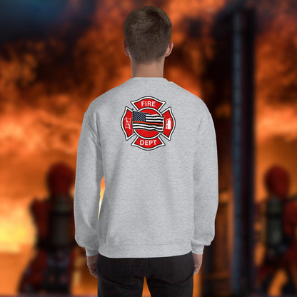 Firefighter Crew Neck Sweatshirt - First In, Not Forgotten - Firefighter Mental Health Awareness and Support