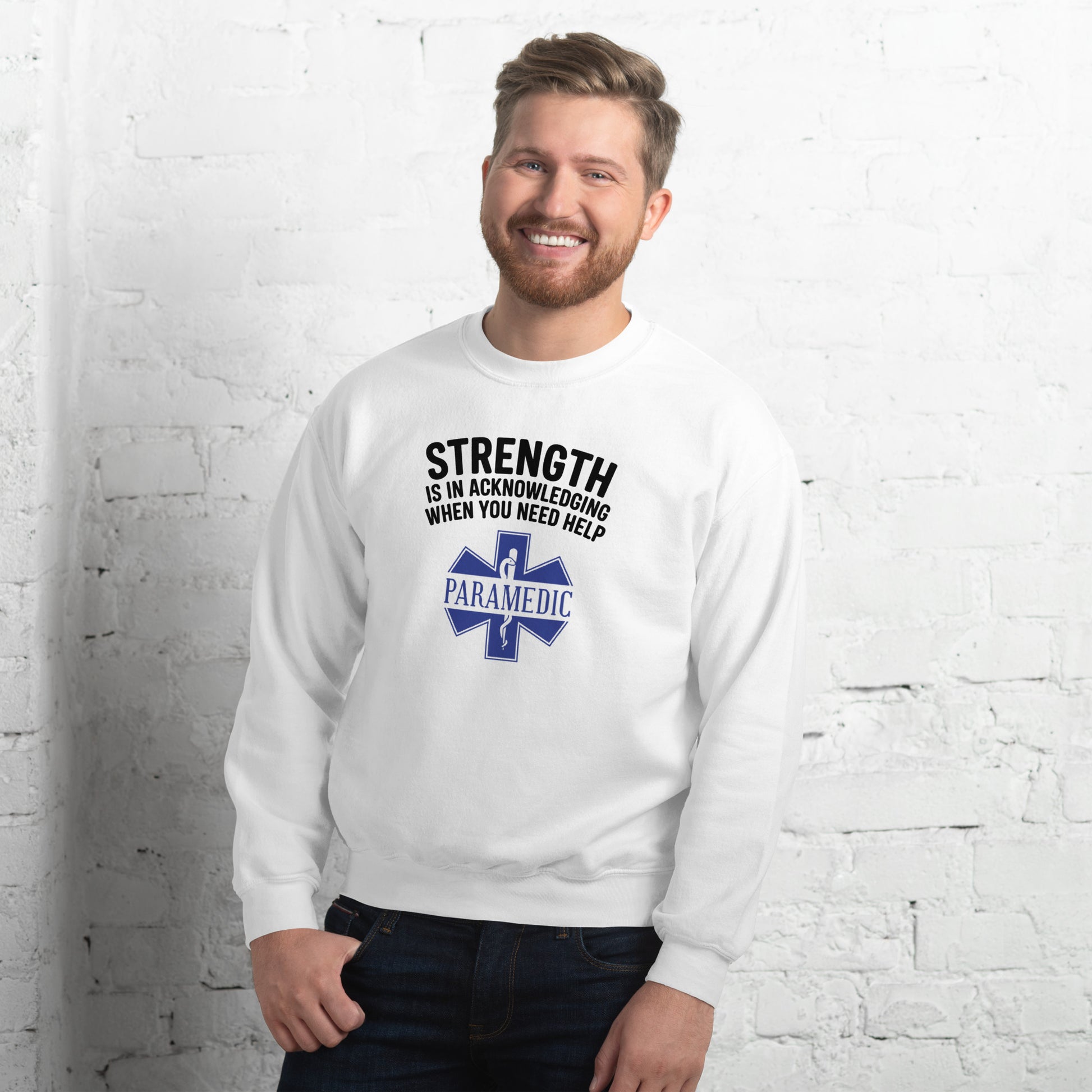 Paramedic / EMT, Strength Is Acknowledging When You Need Help - Crew Neck Sweatshirt, Gildan
