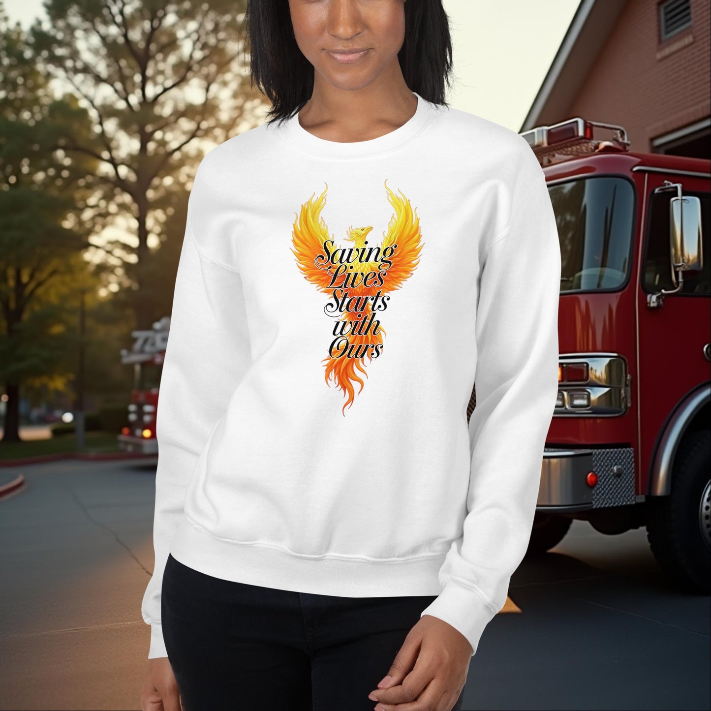 Saving Lives Starts With Ours Firefighter Mental Health Awareness Sweatshirt for Self-Wellness