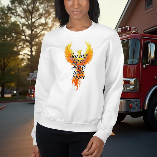 Saving Lives Starts With Ours Firefighter Mental Health Awareness Sweatshirt for Self-Wellness
