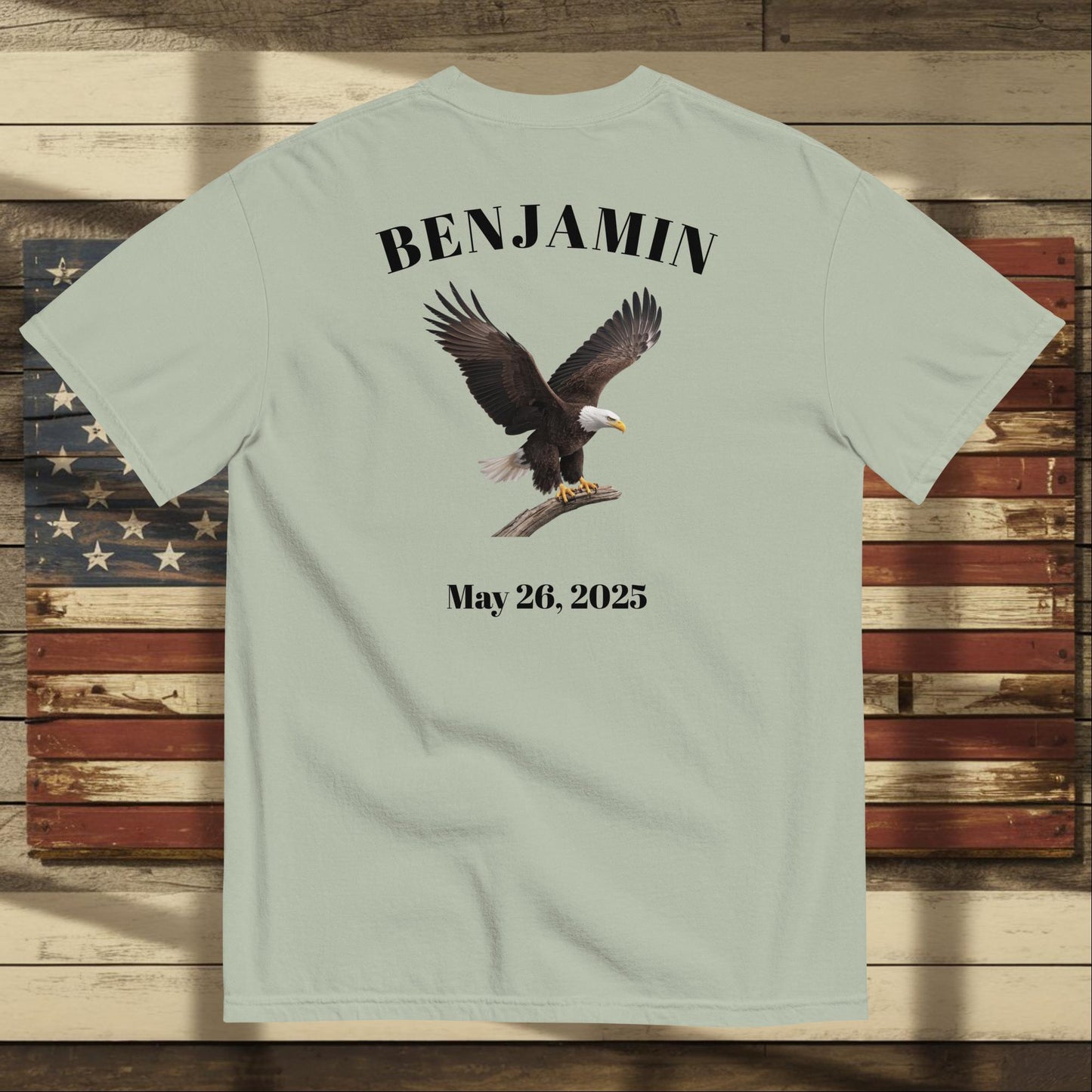We Remember Their Sacrifice heavyweight t-shirt with veteran memorial message and custom military support