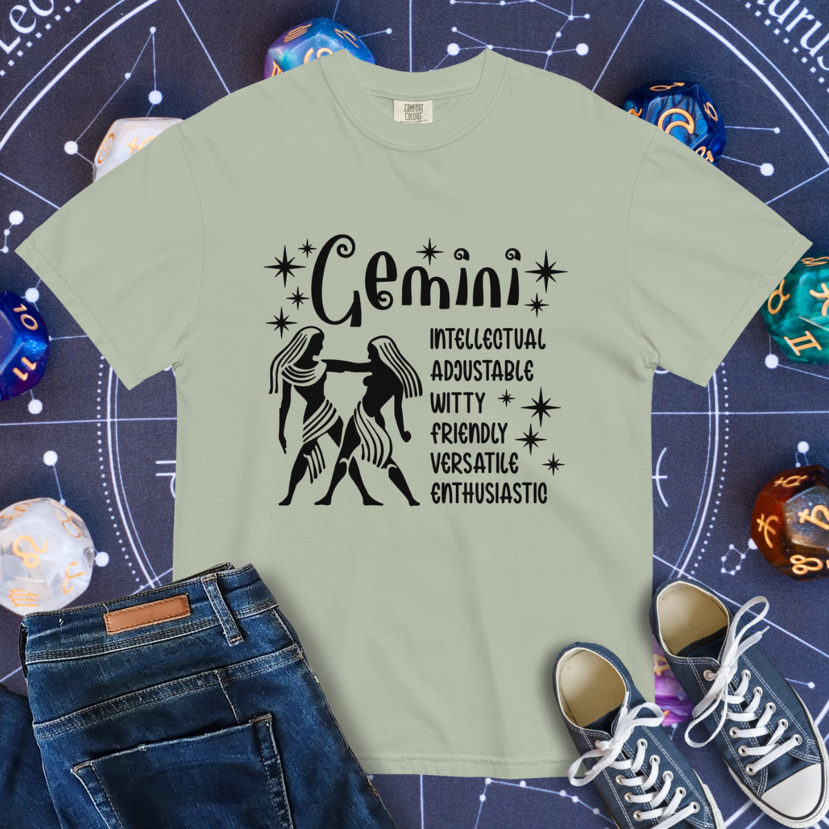 Gemini Zodiac - Comfort Colors Unisex Garment-Dyed Heavyweight T-Shirt