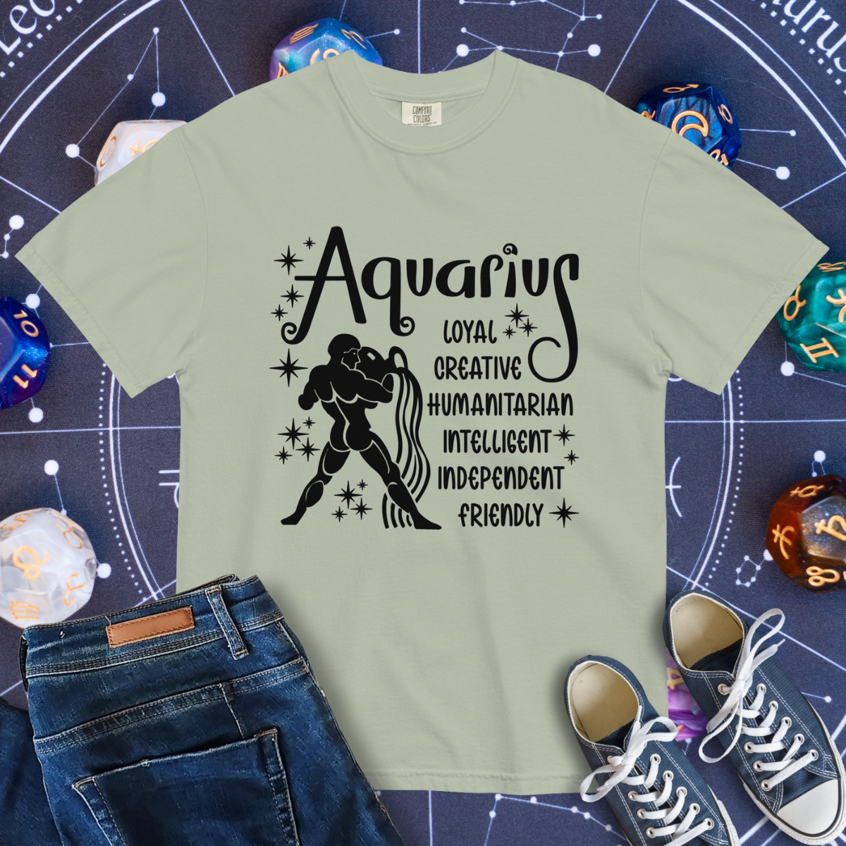 Aquarius Zodiac - Comfort Colors Unisex Garment-Dyed Heavyweight T-Shirt