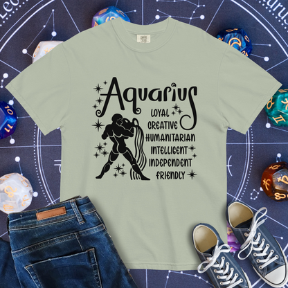 Aquarius Zodiac - Comfort Colors Unisex Garment-Dyed Heavyweight T-Shirt