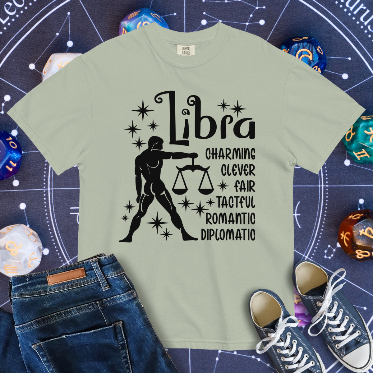 Libra Zodiac - Comfort Colors Unisex Garment-Dyed Heavyweight T-Shirt