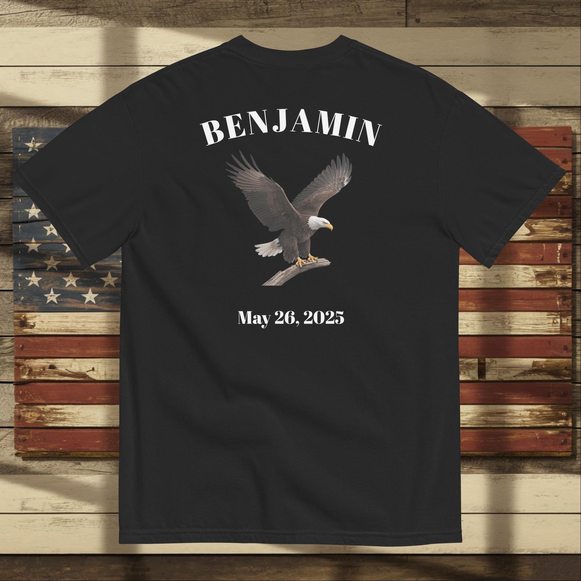 We Remember Their Sacrifice heavyweight t-shirt with veteran memorial message and custom military support