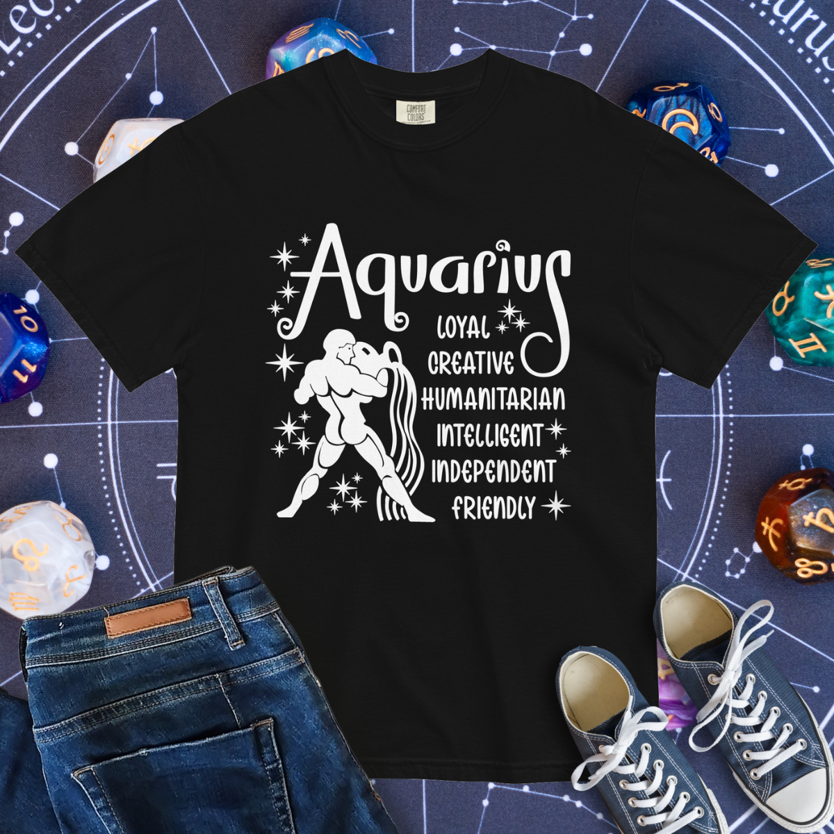 Aquarius Zodiac - Comfort Colors Unisex Garment-Dyed Heavyweight T-Shirt