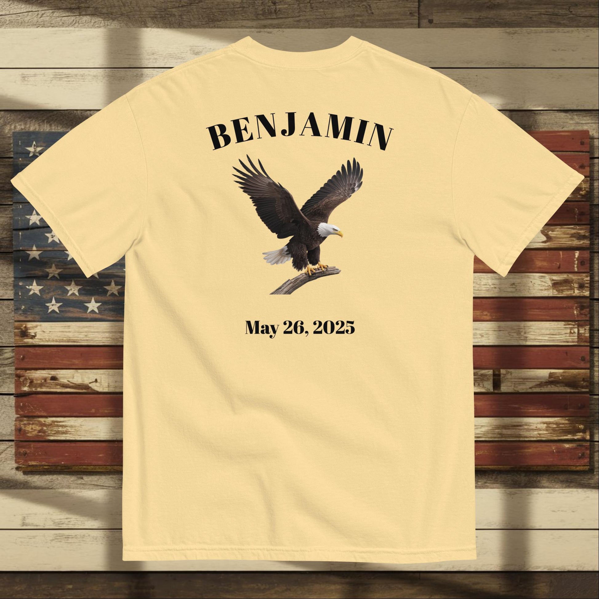We Remember Their Sacrifice heavyweight t-shirt with veteran memorial message and custom military support