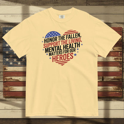 Honor the Fallen heavyweight t-shirt for Memorial Day tribute and personalized veteran remembrance
