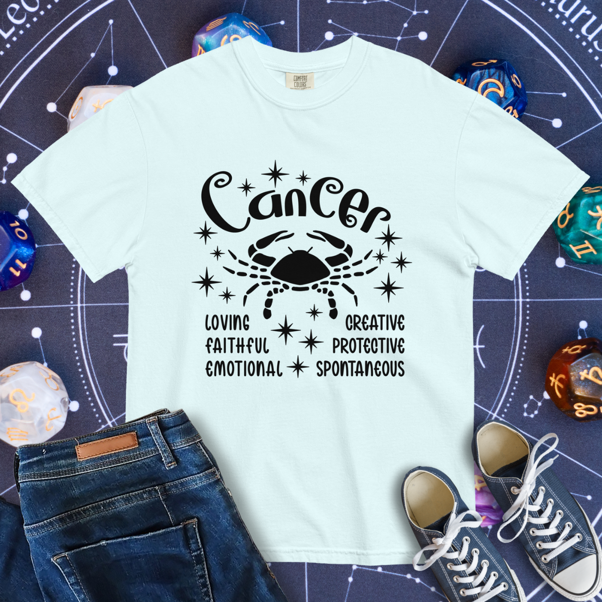 Cancer Zodiac - Comfort Colors Unisex Garment-Dyed Heavyweight T-Shirt