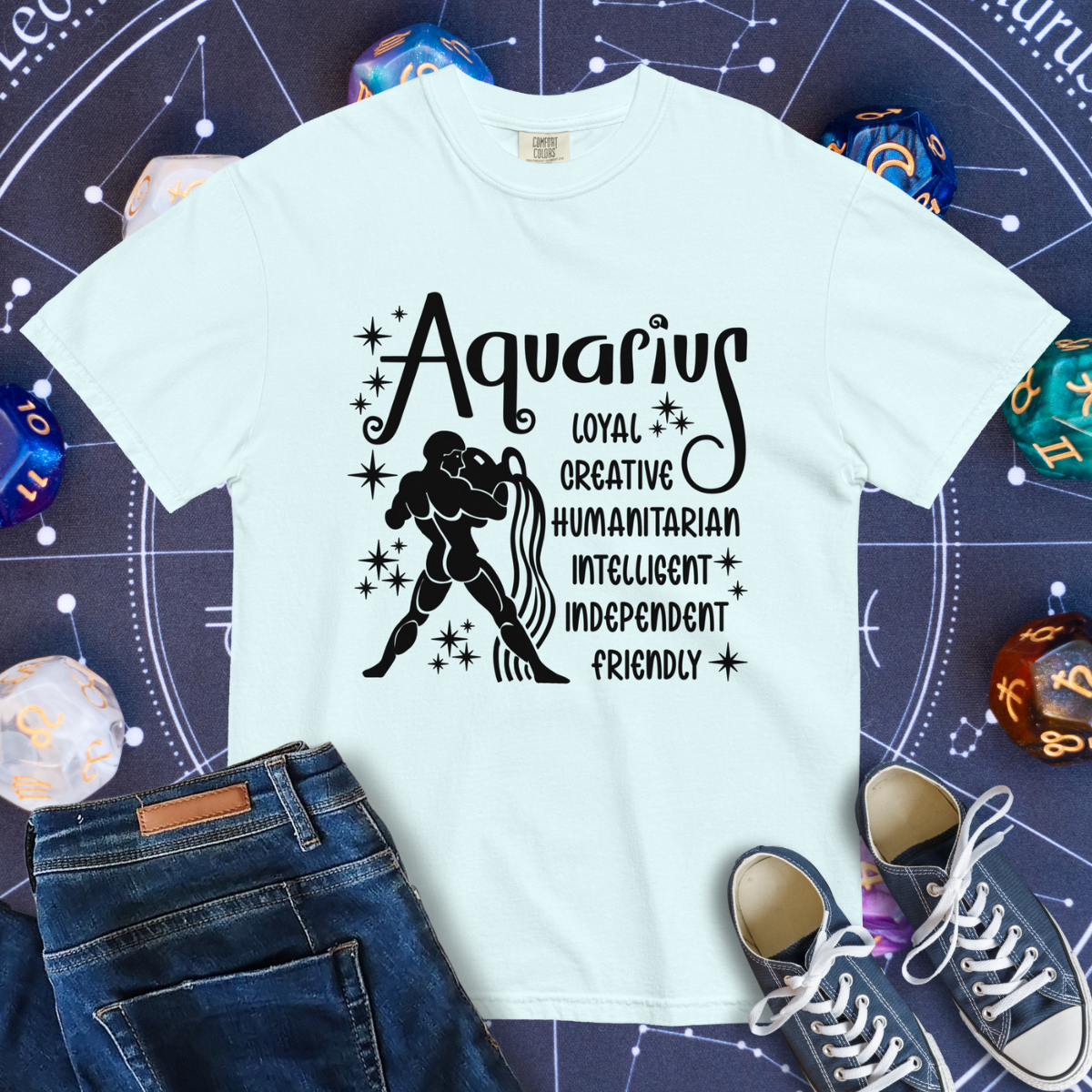 Aquarius Zodiac - Comfort Colors Unisex Garment-Dyed Heavyweight T-Shirt