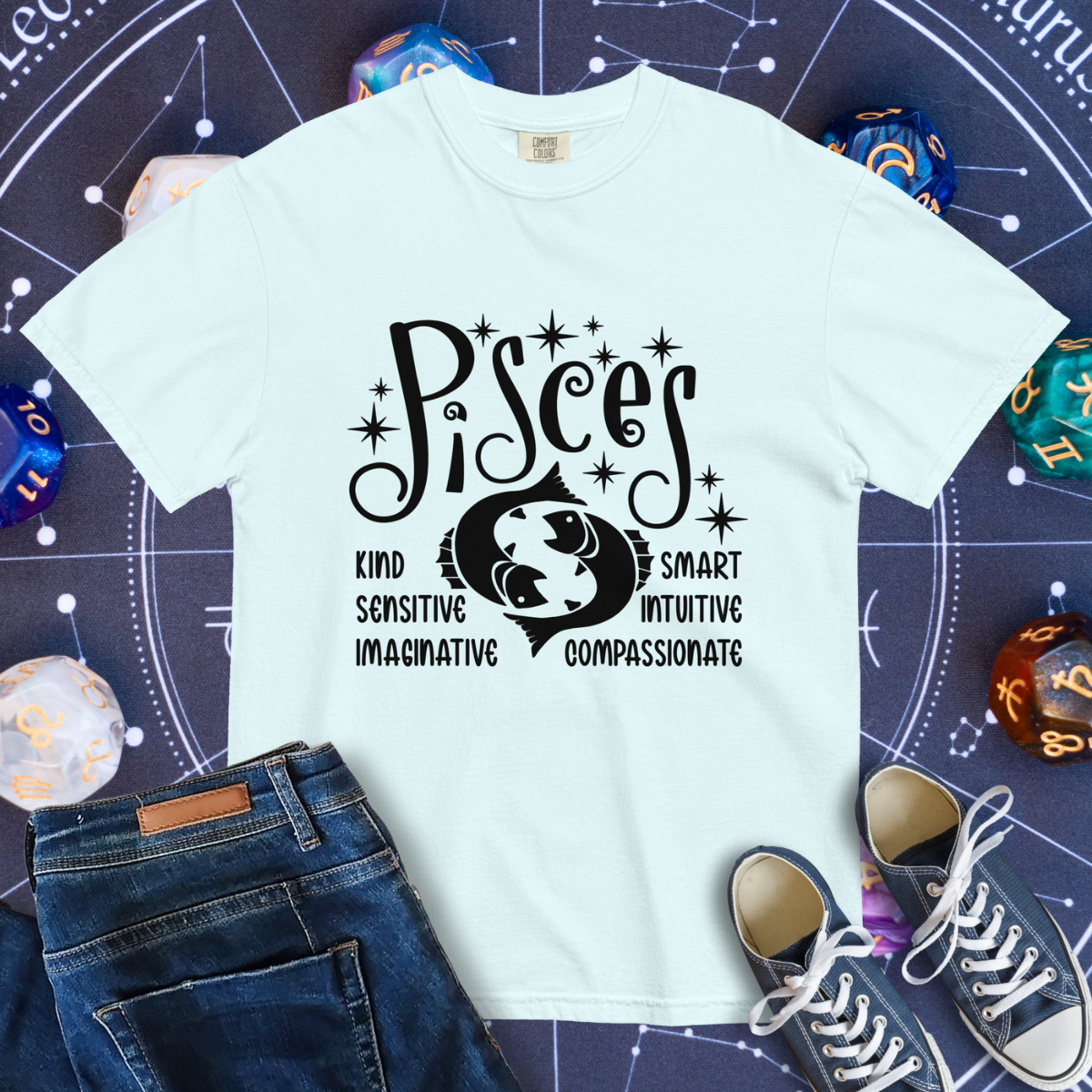 Pisces Zodiac - Comfort Colors Unisex Garment-Dyed Heavyweight T-Shirt