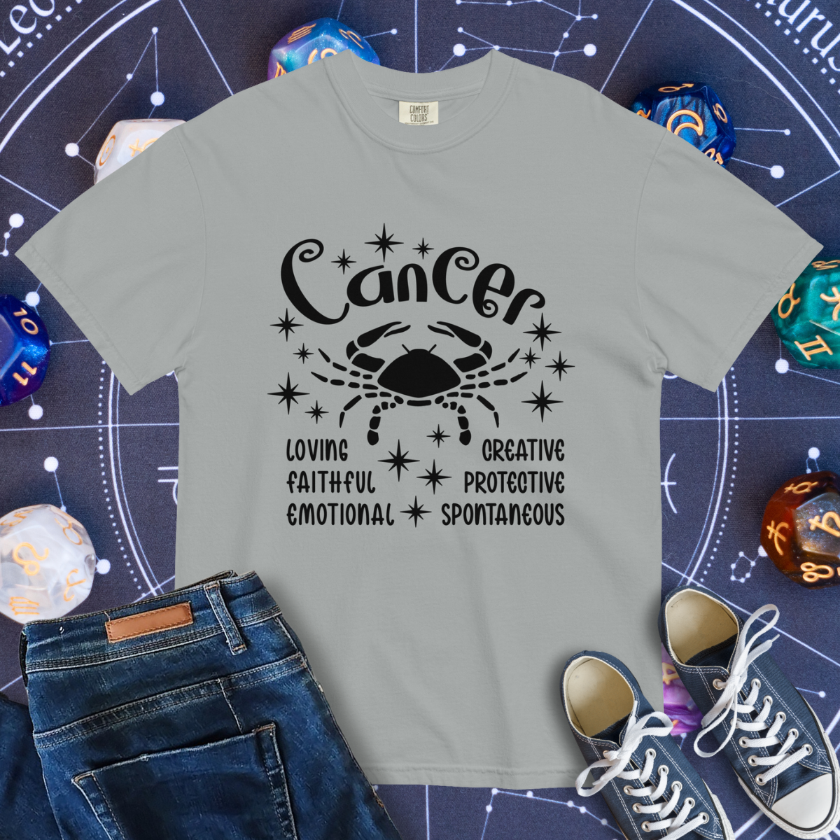 Cancer Zodiac - Comfort Colors Unisex Garment-Dyed Heavyweight T-Shirt