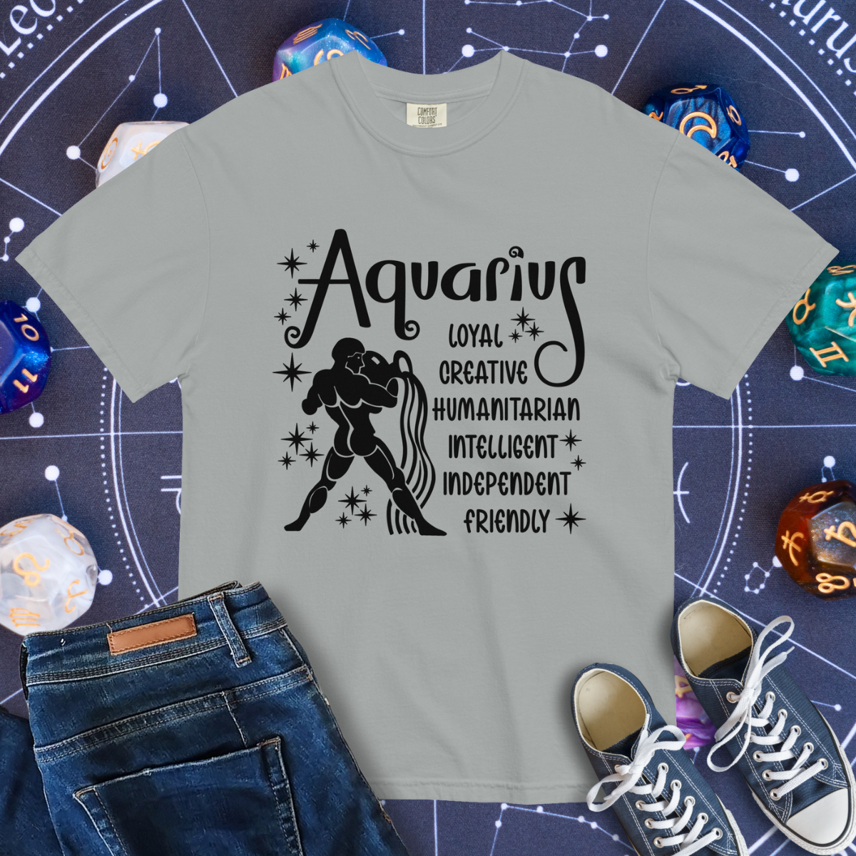 Aquarius Zodiac - Comfort Colors Unisex Garment-Dyed Heavyweight T-Shirt