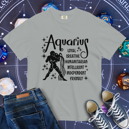 Aquarius Zodiac - Comfort Colors Unisex Garment-Dyed Heavyweight T-Shirt