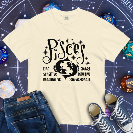 Pisces Zodiac - Comfort Colors Unisex Garment-Dyed Heavyweight T-Shirt
