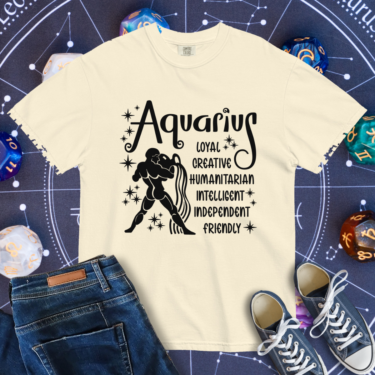Aquarius Zodiac - Comfort Colors Unisex Garment-Dyed Heavyweight T-Shirt