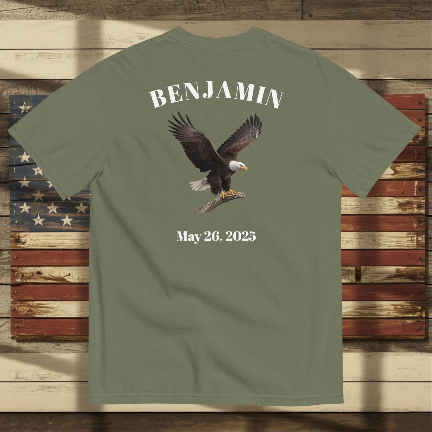 We Remember Their Sacrifice heavyweight t-shirt with veteran memorial message and custom military support