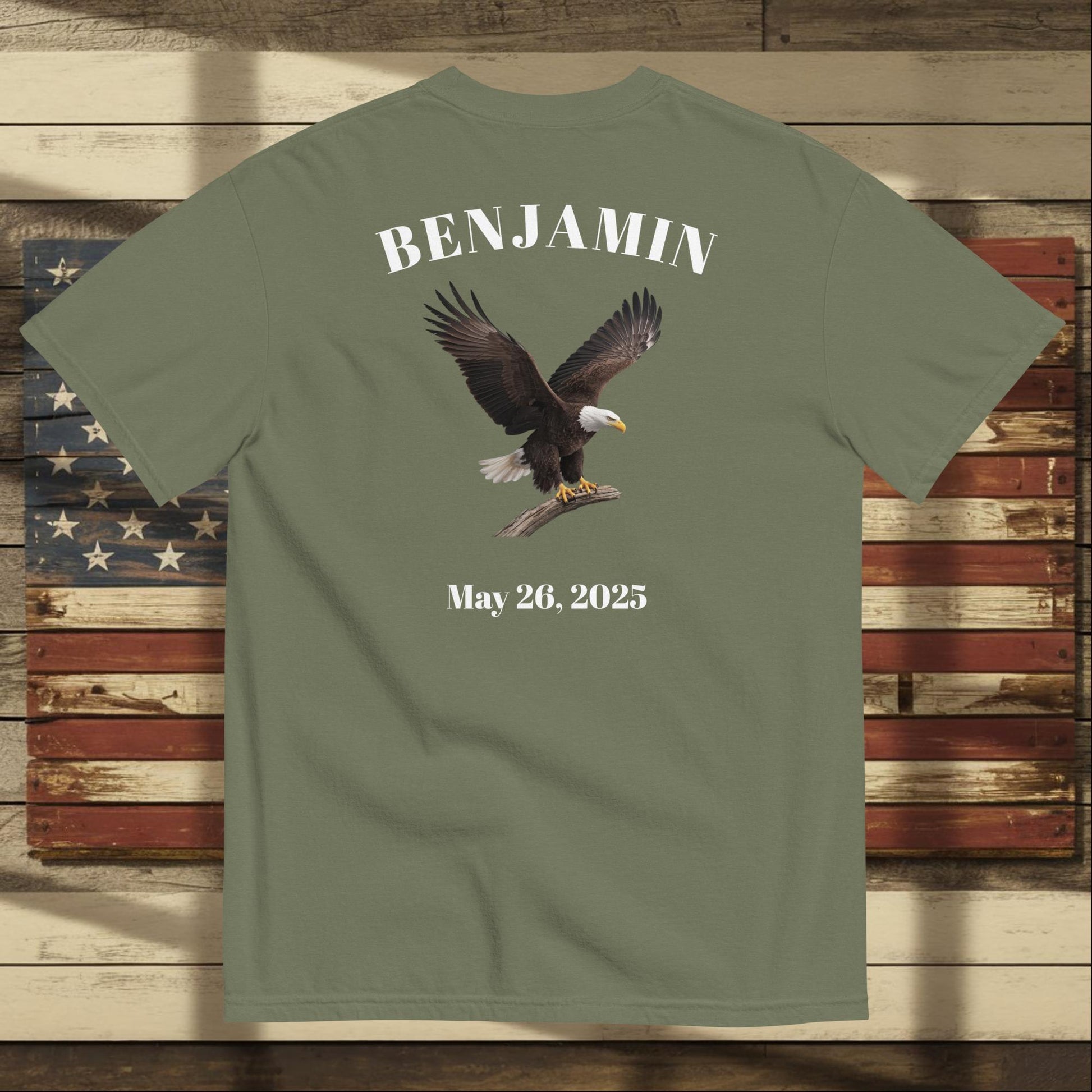 We Remember Their Sacrifice heavyweight t-shirt with veteran memorial message and custom military support