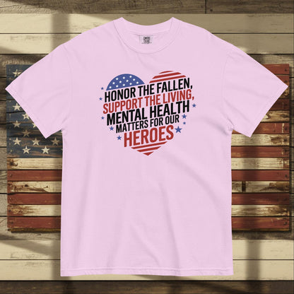 Honor the Fallen heavyweight t-shirt for Memorial Day tribute and personalized veteran remembrance