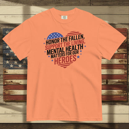 Honor the Fallen heavyweight t-shirt for Memorial Day tribute and personalized veteran remembrance