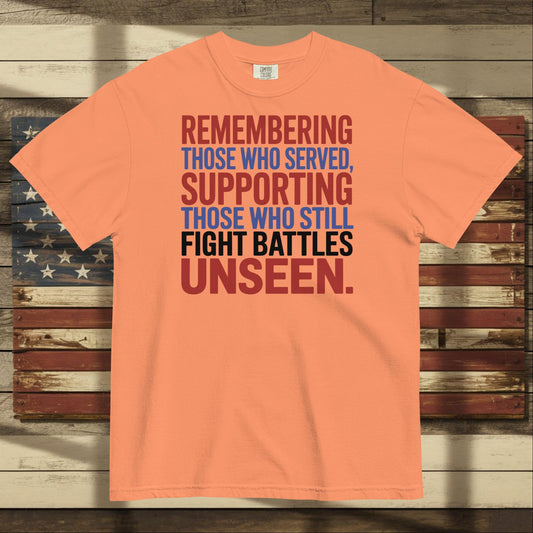 Remembering Those Who Served heavyweight t-shirt for honoring military service and veteran healing
