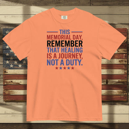 This Memorial Day Remember heavyweight t-shirt for honoring fallen heroes and supporting mental health