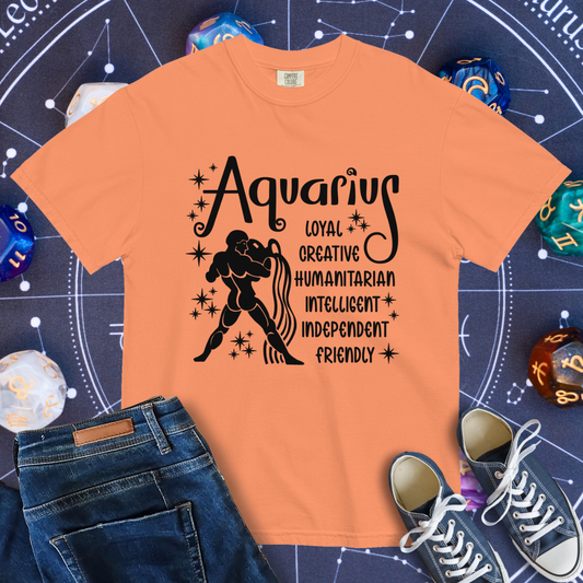 Aquarius Zodiac - Comfort Colors Unisex Garment-Dyed Heavyweight T-Shirt