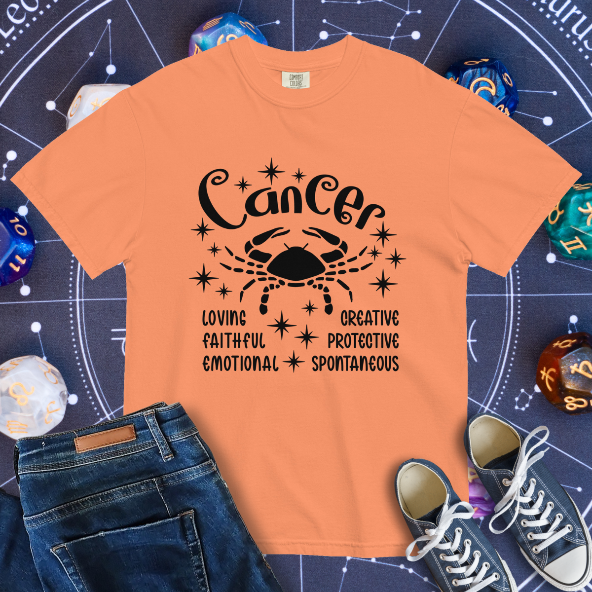 Cancer Zodiac - Comfort Colors Unisex Garment-Dyed Heavyweight T-Shirt