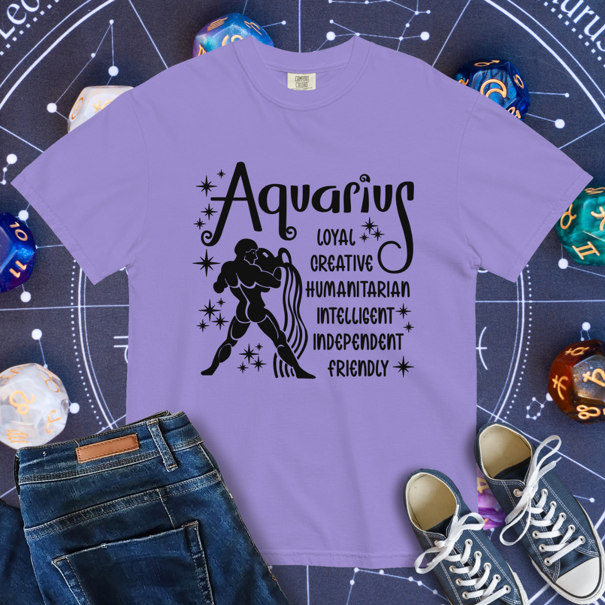 Aquarius Zodiac - Comfort Colors Unisex Garment-Dyed Heavyweight T-Shirt