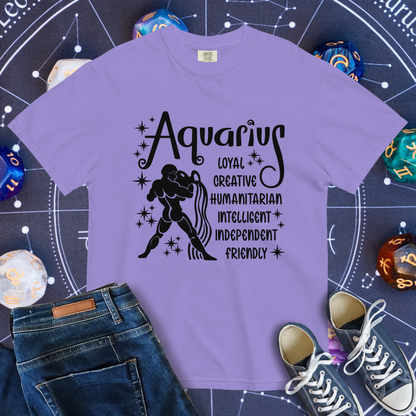 Aquarius Zodiac - Comfort Colors Unisex Garment-Dyed Heavyweight T-Shirt