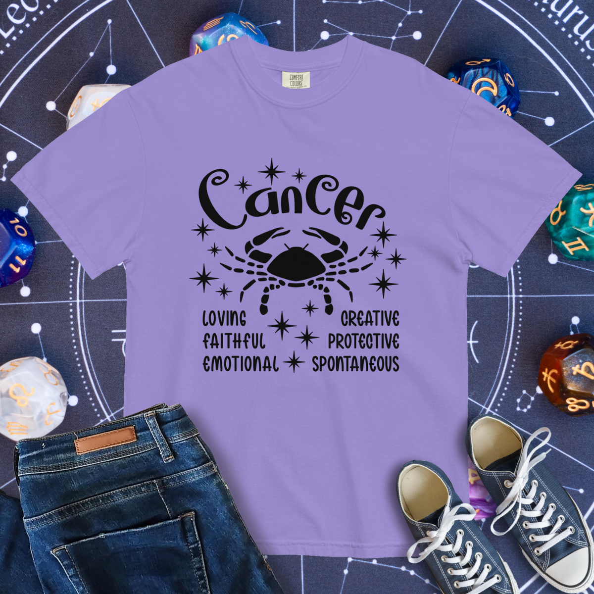 Cancer Zodiac - Comfort Colors Unisex Garment-Dyed Heavyweight T-Shirt