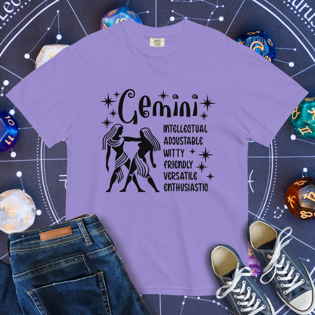 Gemini Zodiac - Comfort Colors Unisex Garment-Dyed Heavyweight T-Shirt