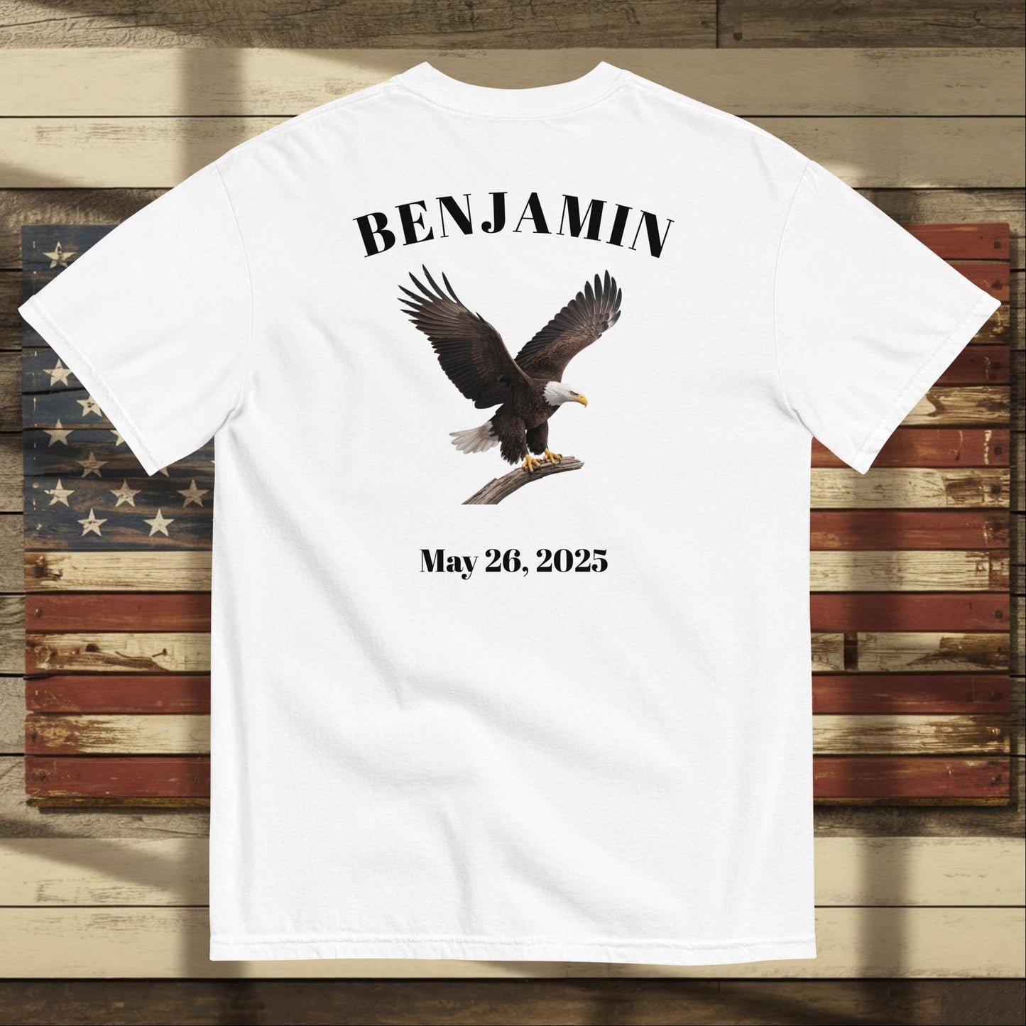 We Remember Their Sacrifice heavyweight t-shirt with veteran memorial message and custom military support