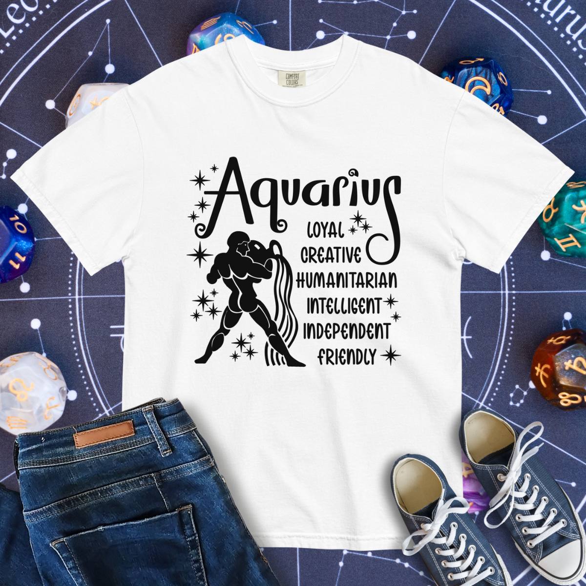 Aquarius Zodiac - Comfort Colors Unisex Garment-Dyed Heavyweight T-Shirt