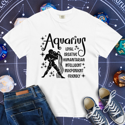 Aquarius Zodiac - Comfort Colors Unisex Garment-Dyed Heavyweight T-Shirt