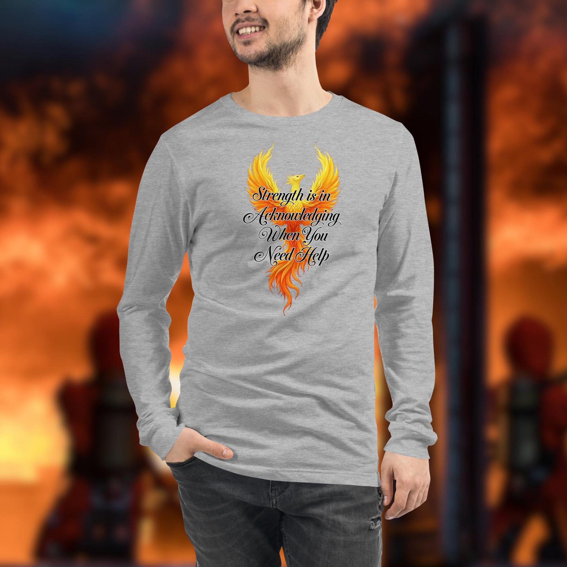 Strength Is In Acknowledging Firefighter Mental Health Support Long Sleeve Shirt