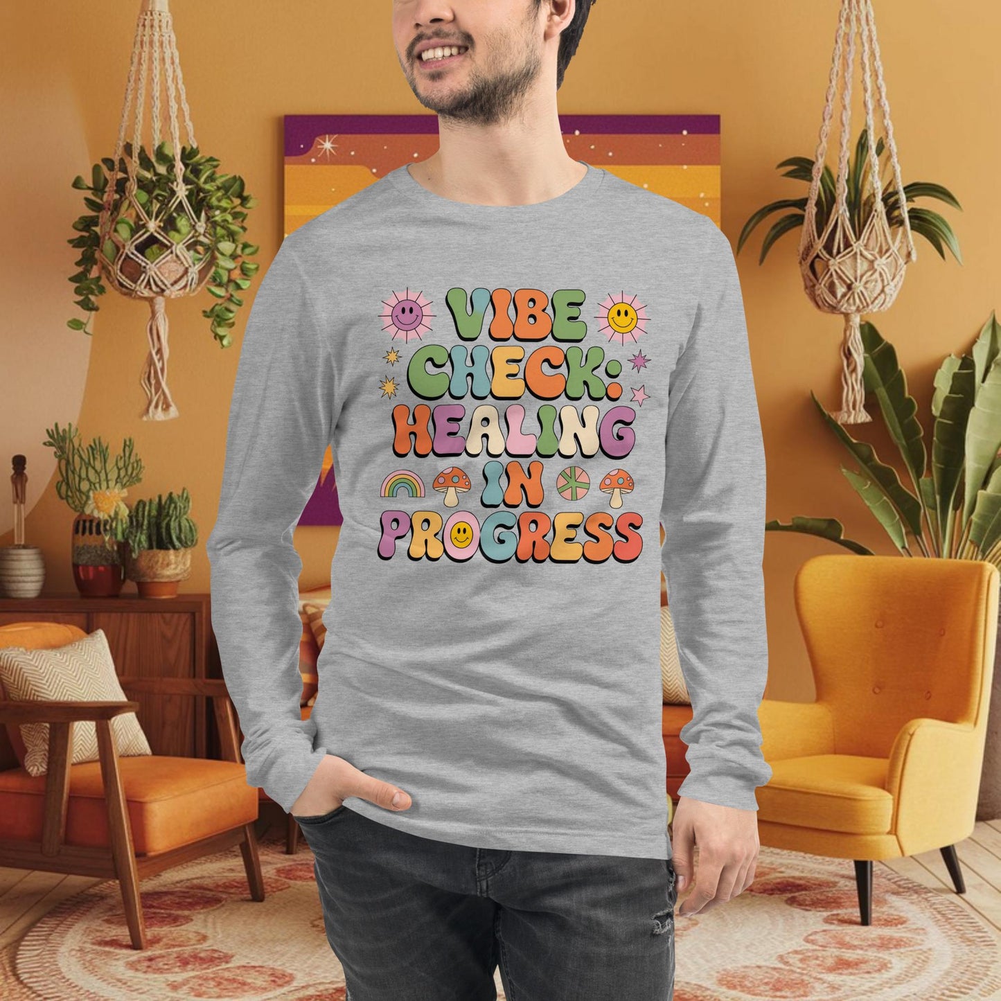 Vibe Check Healing in Progress Long Sleeve Tee - Emotional Growth & Wellness Shirt