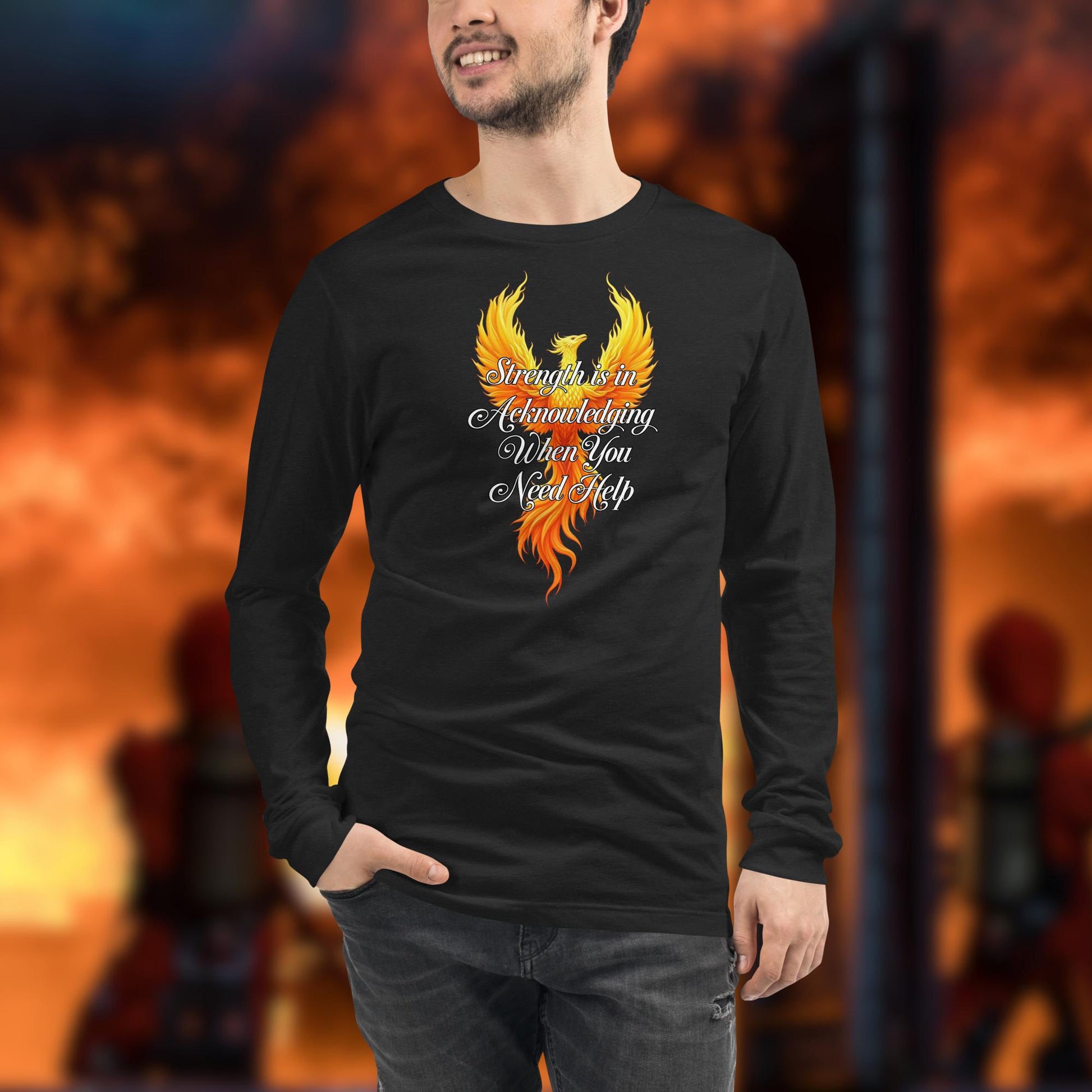 Strength Is In Acknowledging Firefighter Mental Health Support Long Sleeve Shirt