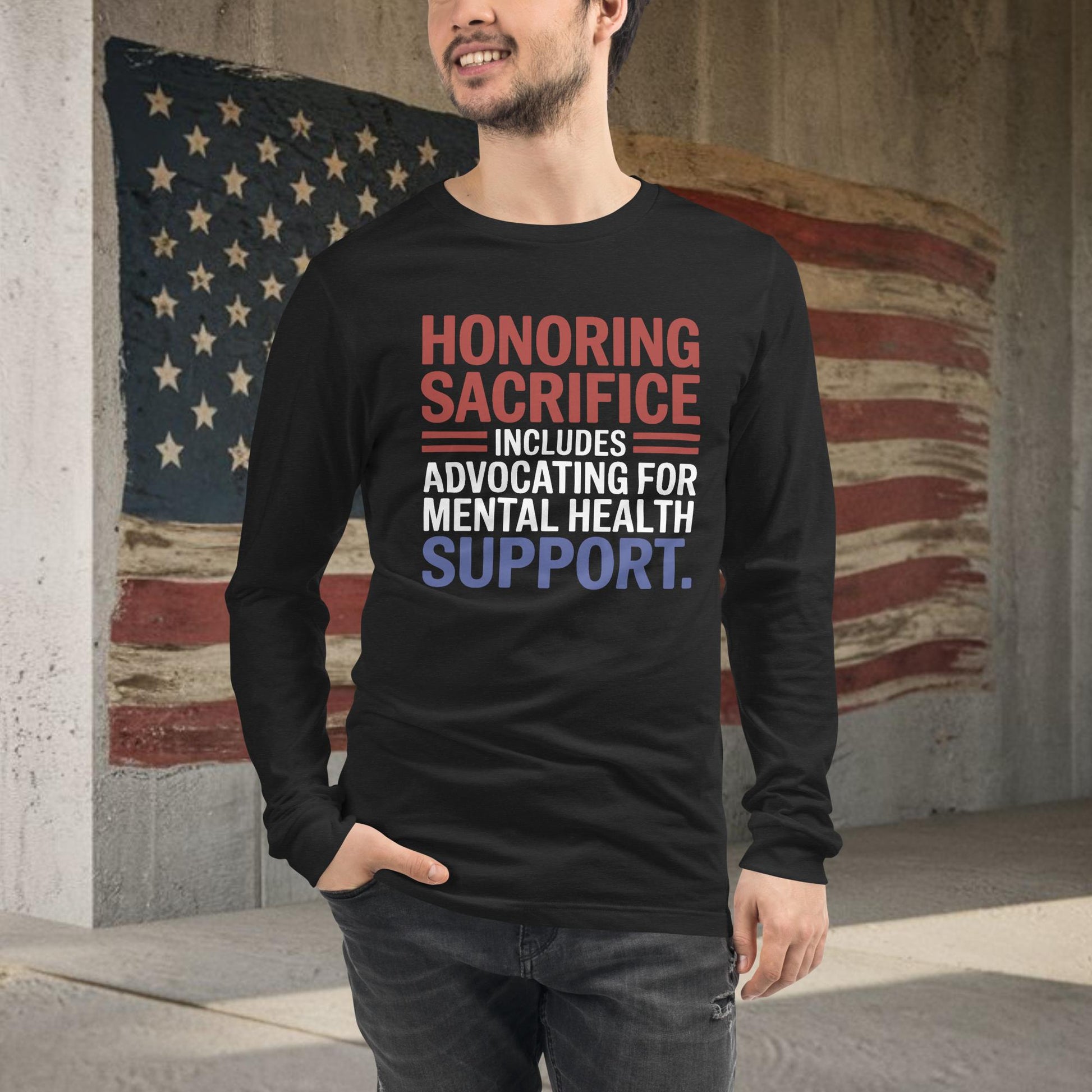 Honoring Sacrifice shirt with veteran support and PTSD mental health awareness