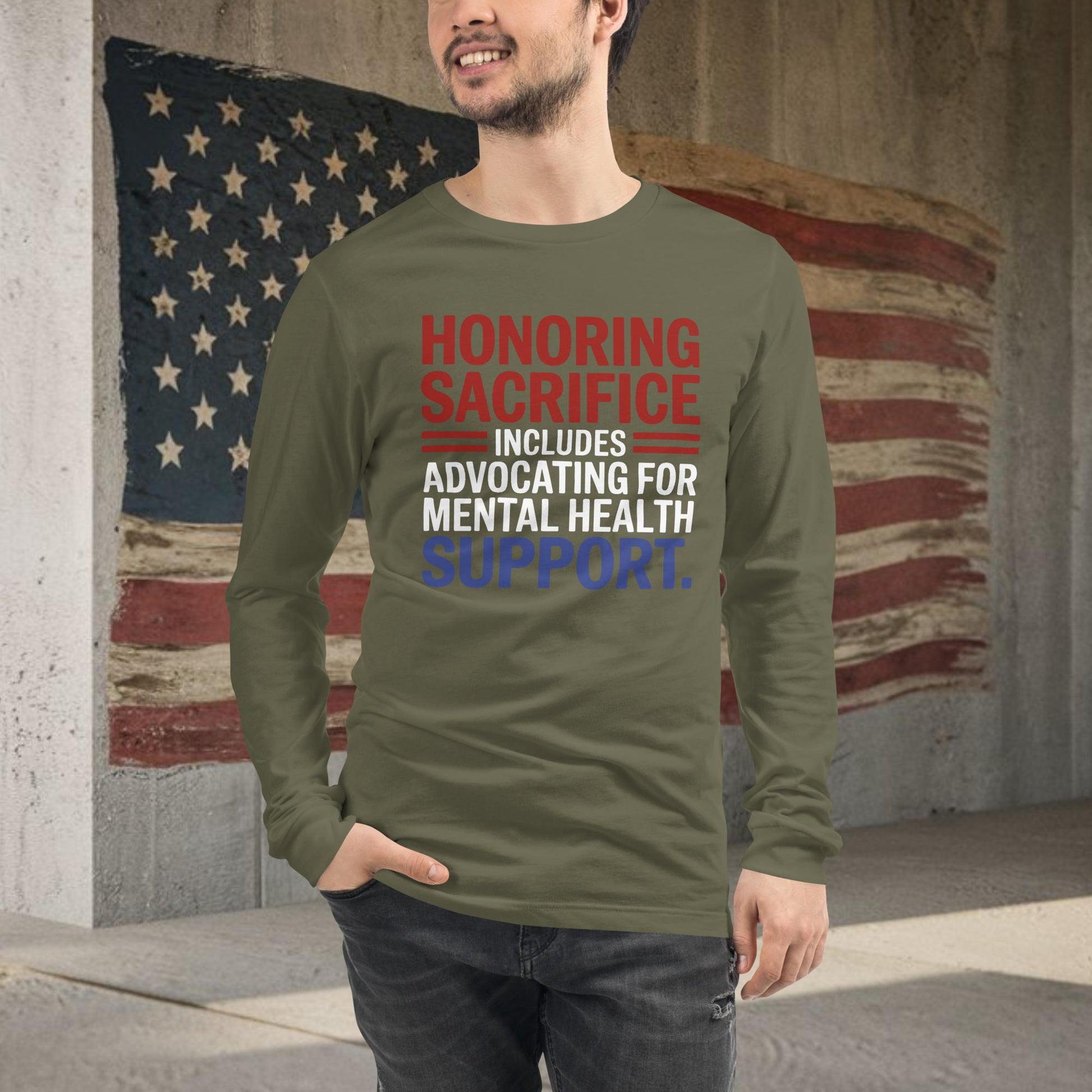 Honoring Sacrifice shirt with veteran support and PTSD mental health awareness