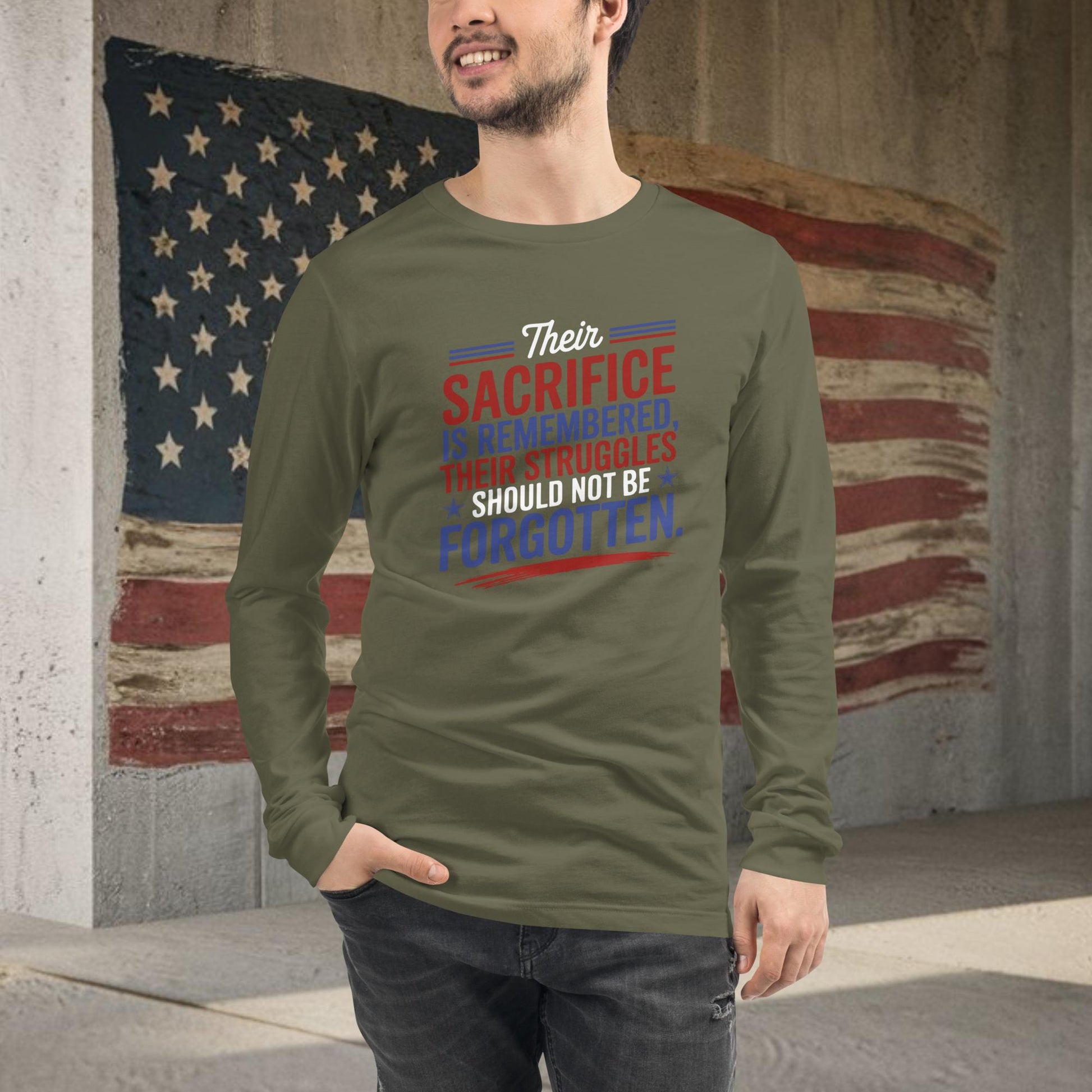 Their Sacrifice Is Remembered shirt supporting PTSD awareness and veteran care