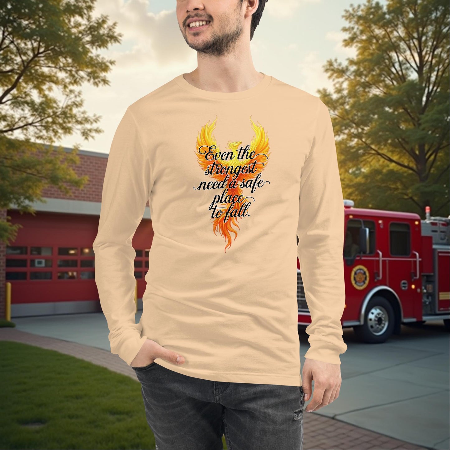 Even The Strongest Need Support firefighter PTSD mental health long sleeve tee, strength awareness shirt