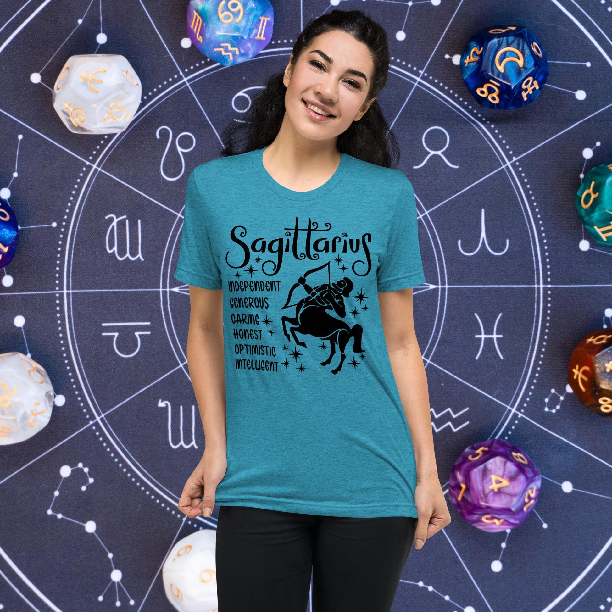 Sagittarius zodiac t-shirt, astrology graphic tee, short sleeve horoscope shirt