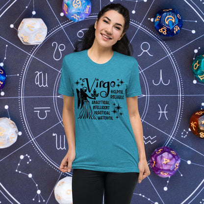 Virgo zodiac t-shirt with astrology graphic, short sleeve horoscope tee