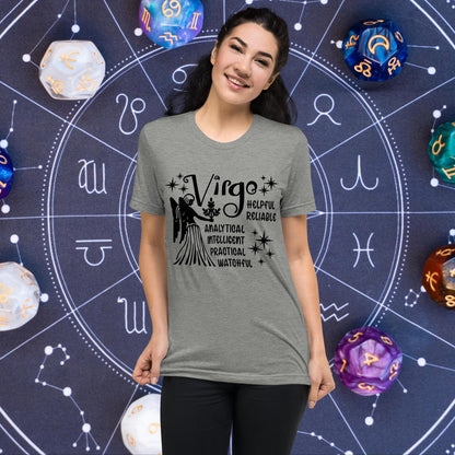 Virgo zodiac t-shirt with astrology graphic, short sleeve horoscope tee
